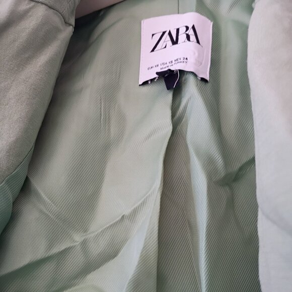 ZARA Cropped Blazer | Sage Green | Short Sleeve | Size XS - Picture 7 of 8